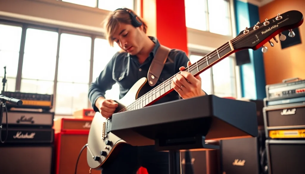 Guitarist showcasing the VG99 during a performance highlights its innovative design.
